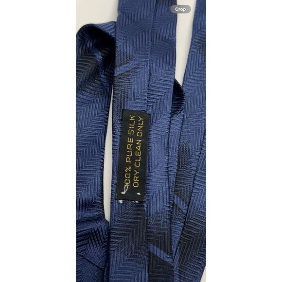 VINTAGE GIORGIO ARMANI NECKTIE 100% SILK Made ITALY Blue/Black - Picture 3 of 6